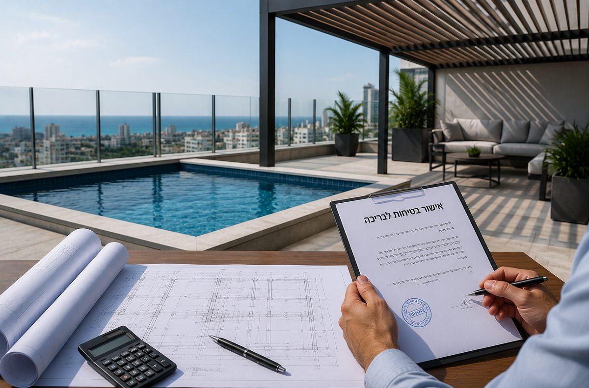 Pool safety certificate - engineering document and structural calculations beside a rooftop pool - BRN Engineering