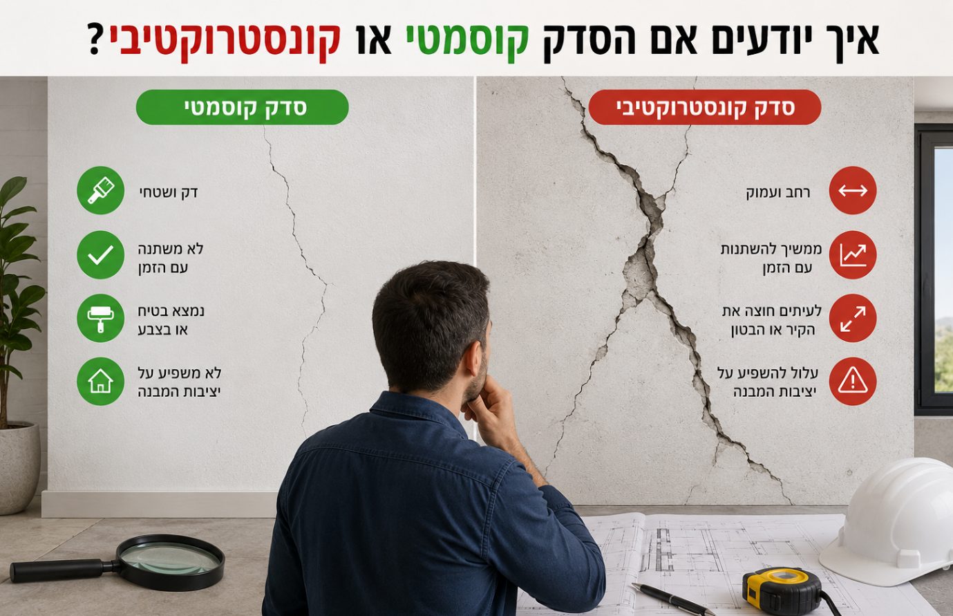 איך יודעים אם הסדק קוסמטי או קונסטרוקטיבי - ב.ר.נ הנדסה