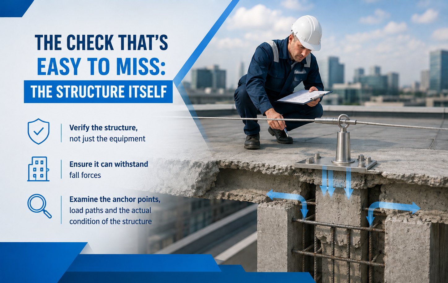 The check that is easy to miss - verify the structure and not only the equipment on a rooftop lifeline, B.R.N. Engineering